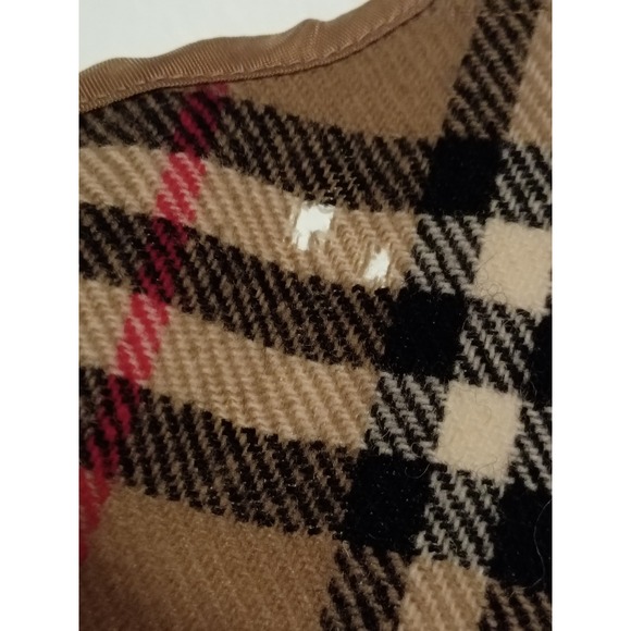 Burberrys Vintage Nova Check Wool Liner Vest Tan Plaid Sleeveless Jacket women L - Picture 10 of 11